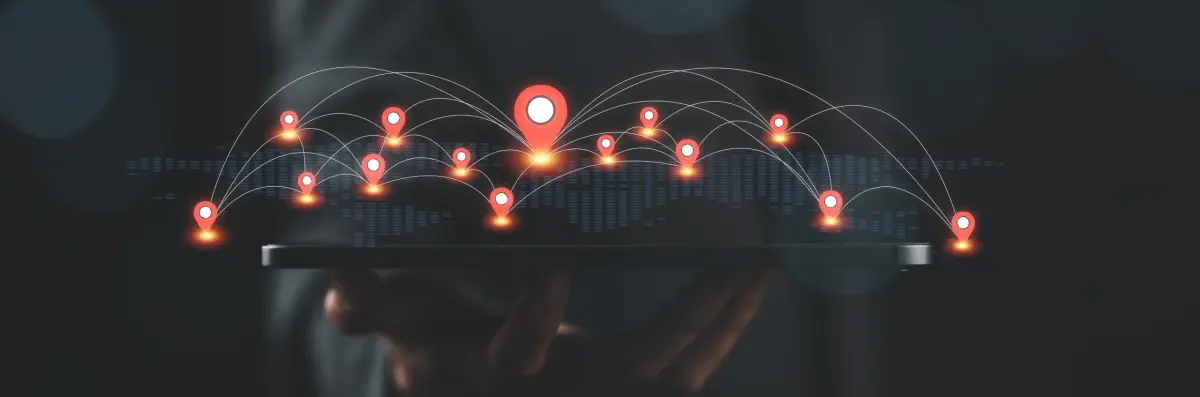 Google Maps Scraping: Hands planning route on physical map for location-based business data analysis