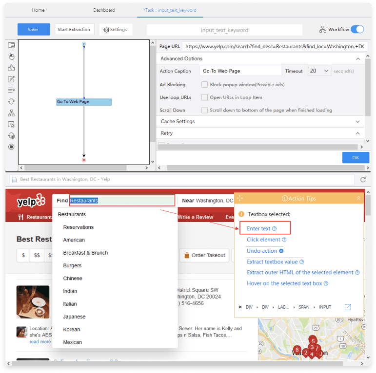 Getting Keywords list Data from Website with Octoparse Step 2