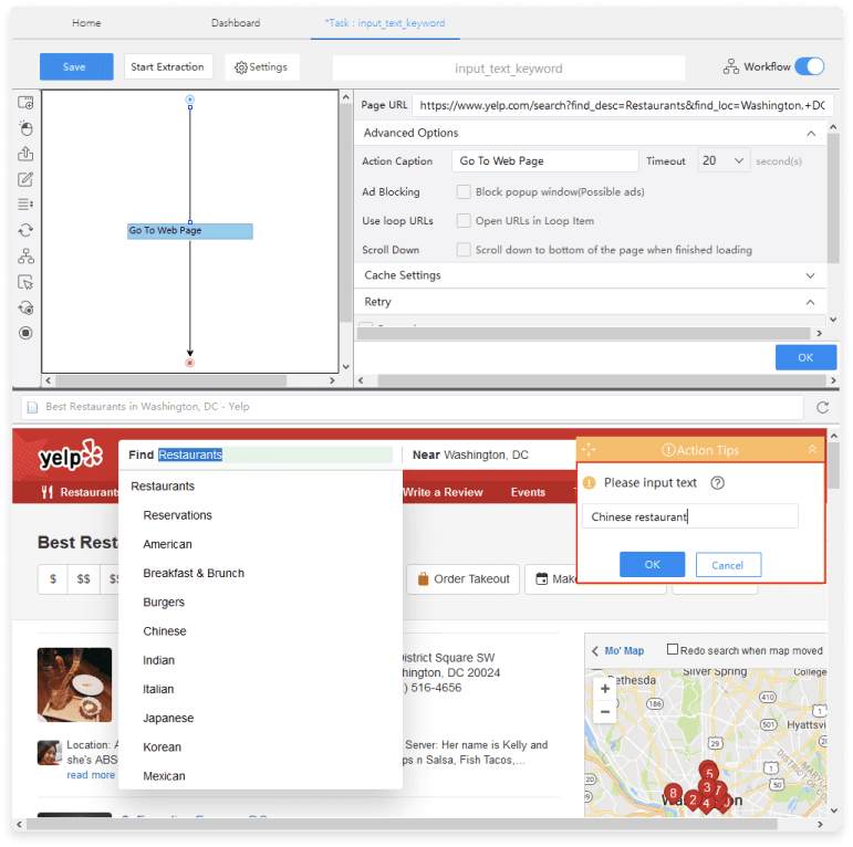 Getting Keywords list Data from Website with Octoparse Step 4